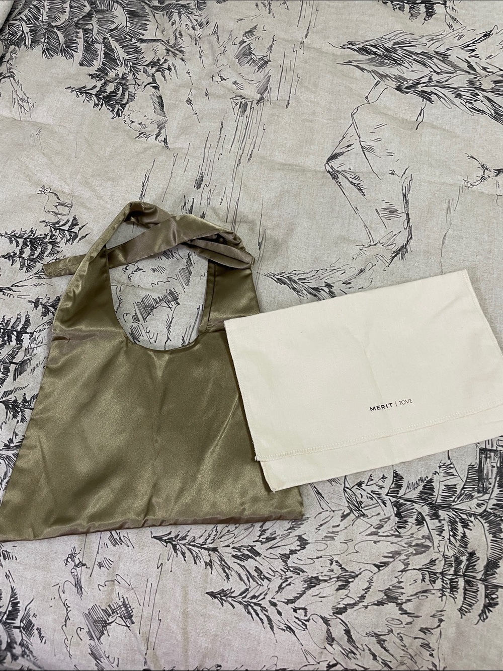 NEW Merit x Tove Limited Edition Signature Bag Gold Satin Tie Makeup Bag